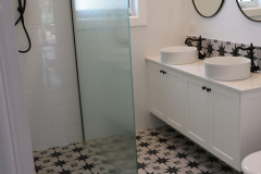 black and white dual bathroom